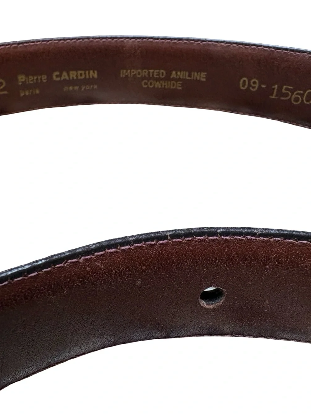 Pierre Cardin Brown Cowhide Unisex Belt with Gold Accent Buckle Size 42